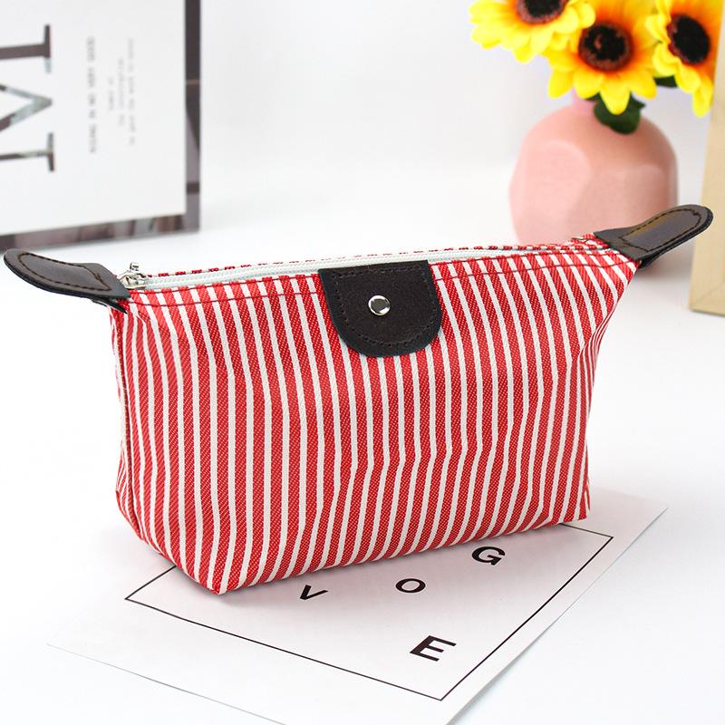 

Striped Dumplings Cosmetic Bag Pouch Folding Waterproof Makeup Toiletry Bag Ladies Travel Bag