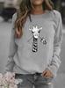 Women's Giraffe Animal Round Neck Hoodie