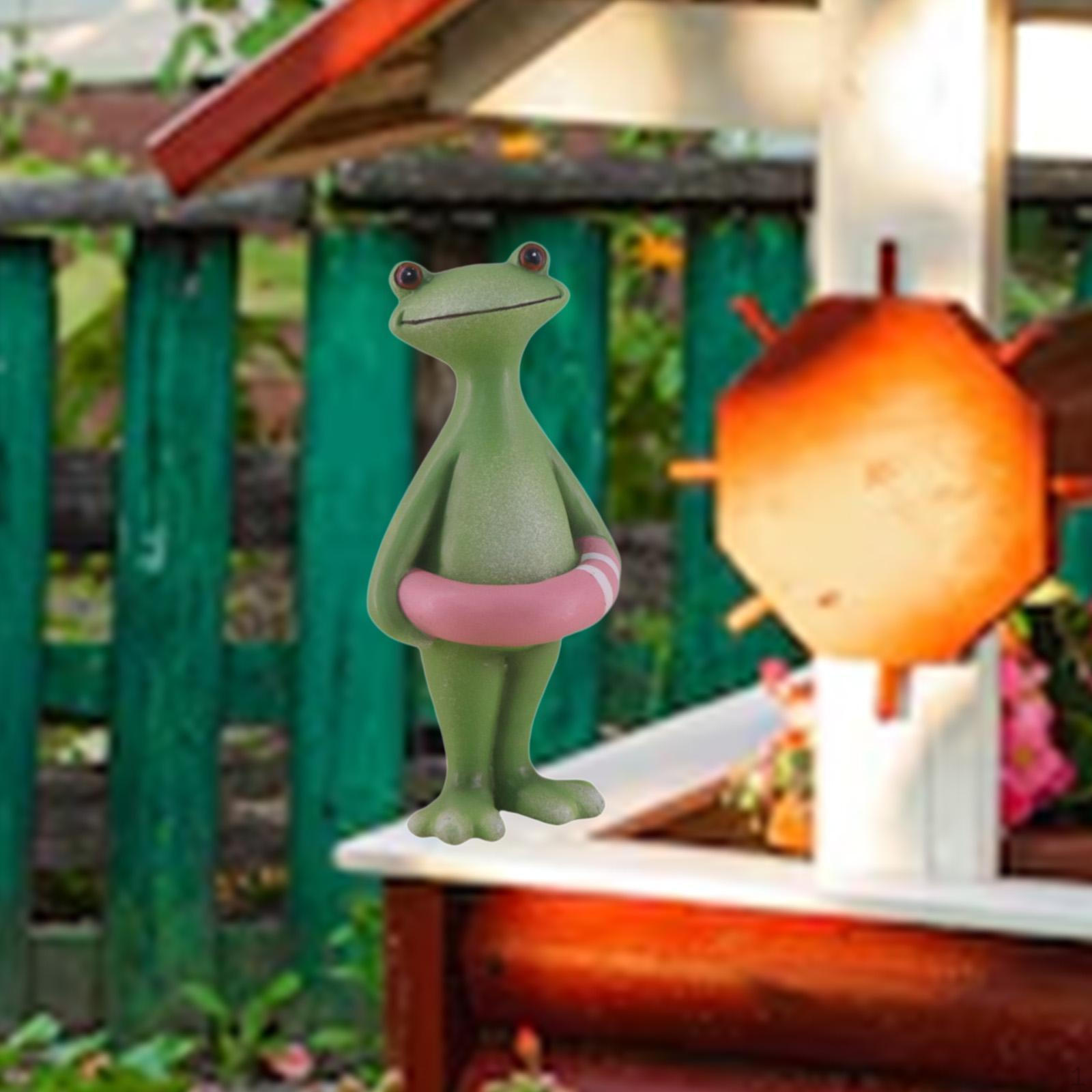 

Frog Figurine Resin Animal Sculpture for Garden Decor Planter blue surfboard