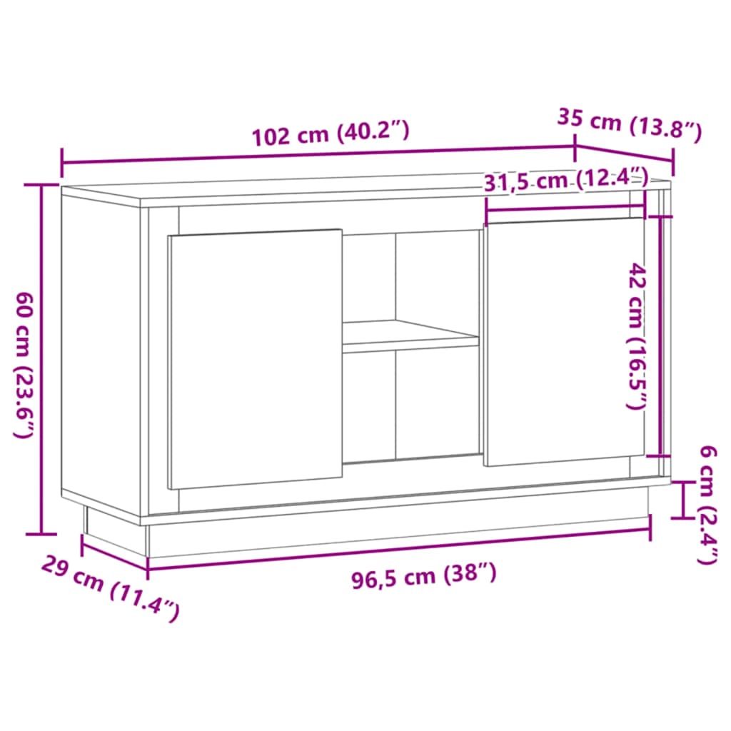 Sideboard Artisan Oak 102 x 35 x 55 cm Particleboard