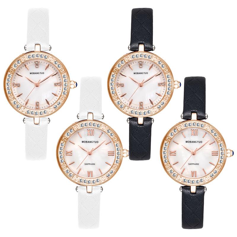 Fashion Diamond-Encrusted Ladies Watch Light Luxury Fritillary Round Dial Belt Waterproof Rose Gold Watch