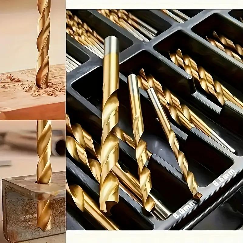99Pcs Titanium Drill Bit Set High-Speed Steel Drill Bits for Steel Plate Wood Plastic Metal Copper Alloy Woodworking Hole Opener