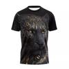 Letní 3D tištěné volné pánské tričko s krátkým rukávem Černý panter