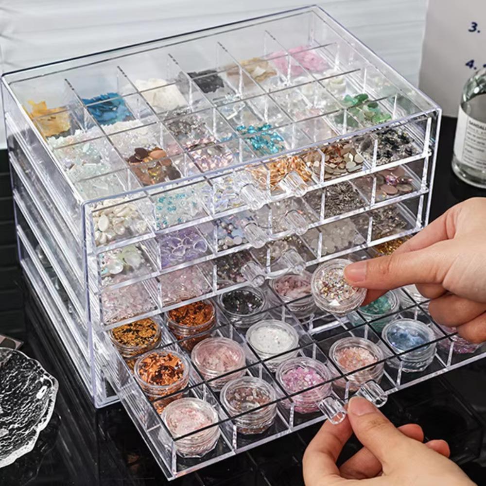 Plastic Transparent Organizer Box Drawer Style Jewelry Sorting Box Nail Art Storage Box  Bathroom