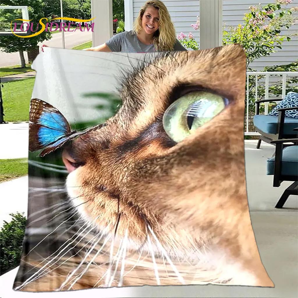3D Cartoon Cute Gothic Cat Blanket,Flannel Blanket Throw Blanket,Warm Children's Blanket for Home Living Room Bedroom Beds Sofa