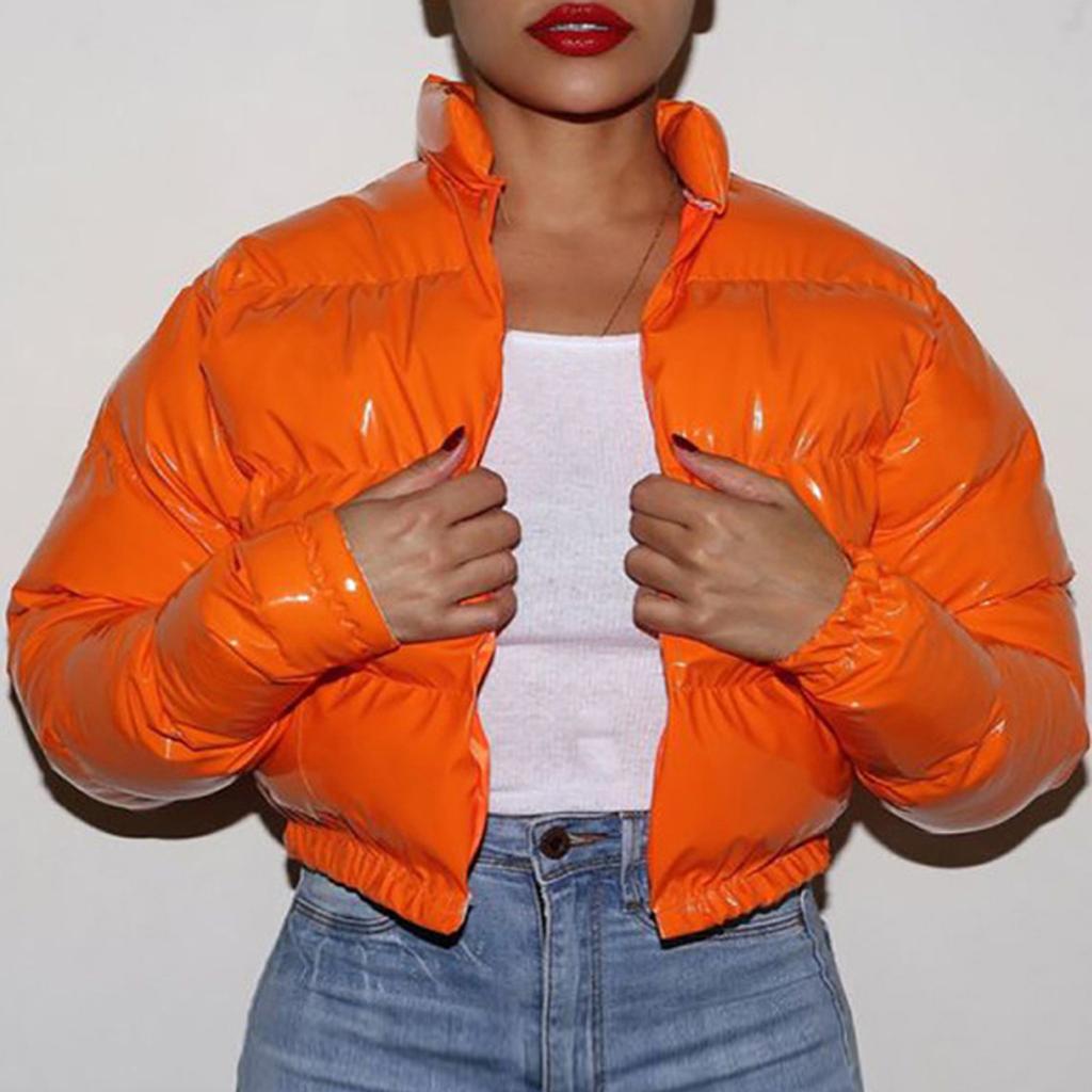 Fashion Women Solid Stand-up Collar Cardigan Outerwear Down Jacket Padded Coat