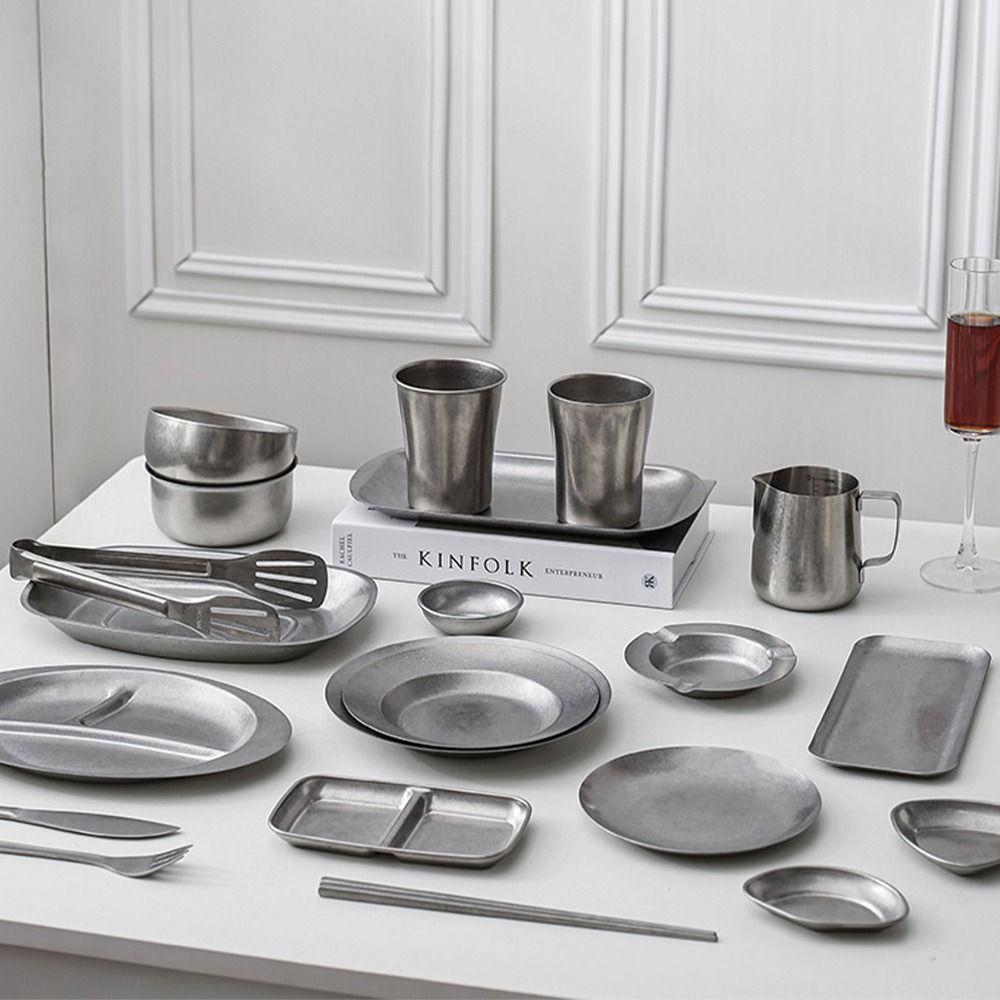 Irregular Metal Tableware Multi-functional Food Plates Vintage Metal Dinner Plate Dining Use