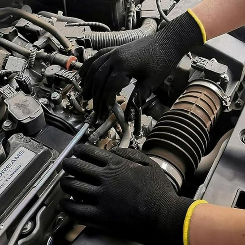 2/6Pairs PU Coated Safety Work Gloves Light Duty Seamless Knit Gloves with Grip Women Men Mechanic Cleaning Mechanic Automotive