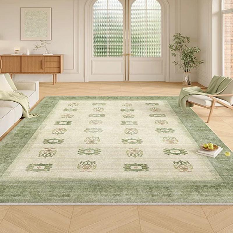 Carpet for Living Room Carpet Machine Washable Anti-slip Floor Mat French Persian Green Rug Large Size Home Decor Rugs Alfombra