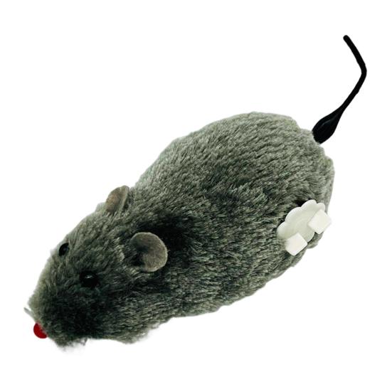 Wind-Up Mouse Cat Toy Realistic Furry Mouse Interactive Pet Toy Funny Moving Mouse for Chasing And Pouncing Play Stimulates Indoor Hunting Instincts