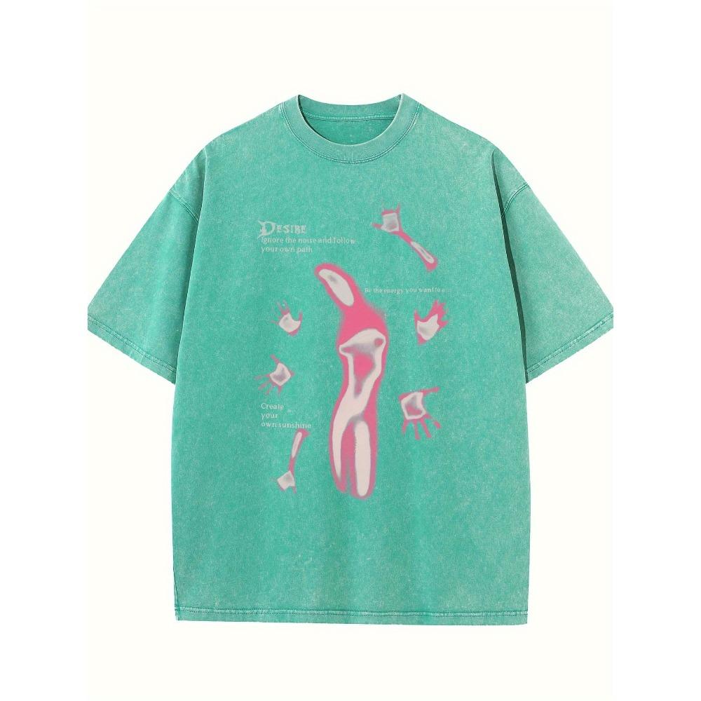 

Мужская футболка с принтом фигуры, винтажная, выстиранная, из высококачественного хлопка, с узором, мужская футболка, старая летняя одежда 3XL