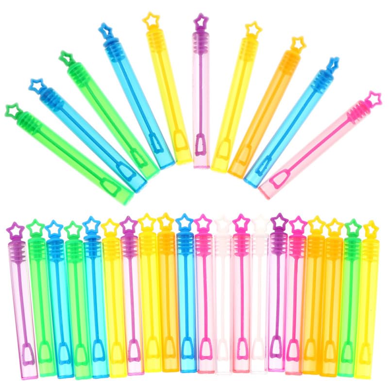 Lurrose Bubble Wand 30-Piece Set: Mini Bubble Wands, Empty Bottles, Lovely Colors, Perfect for Weddings, Parties, Kids, Homemade Bubble Solution,
