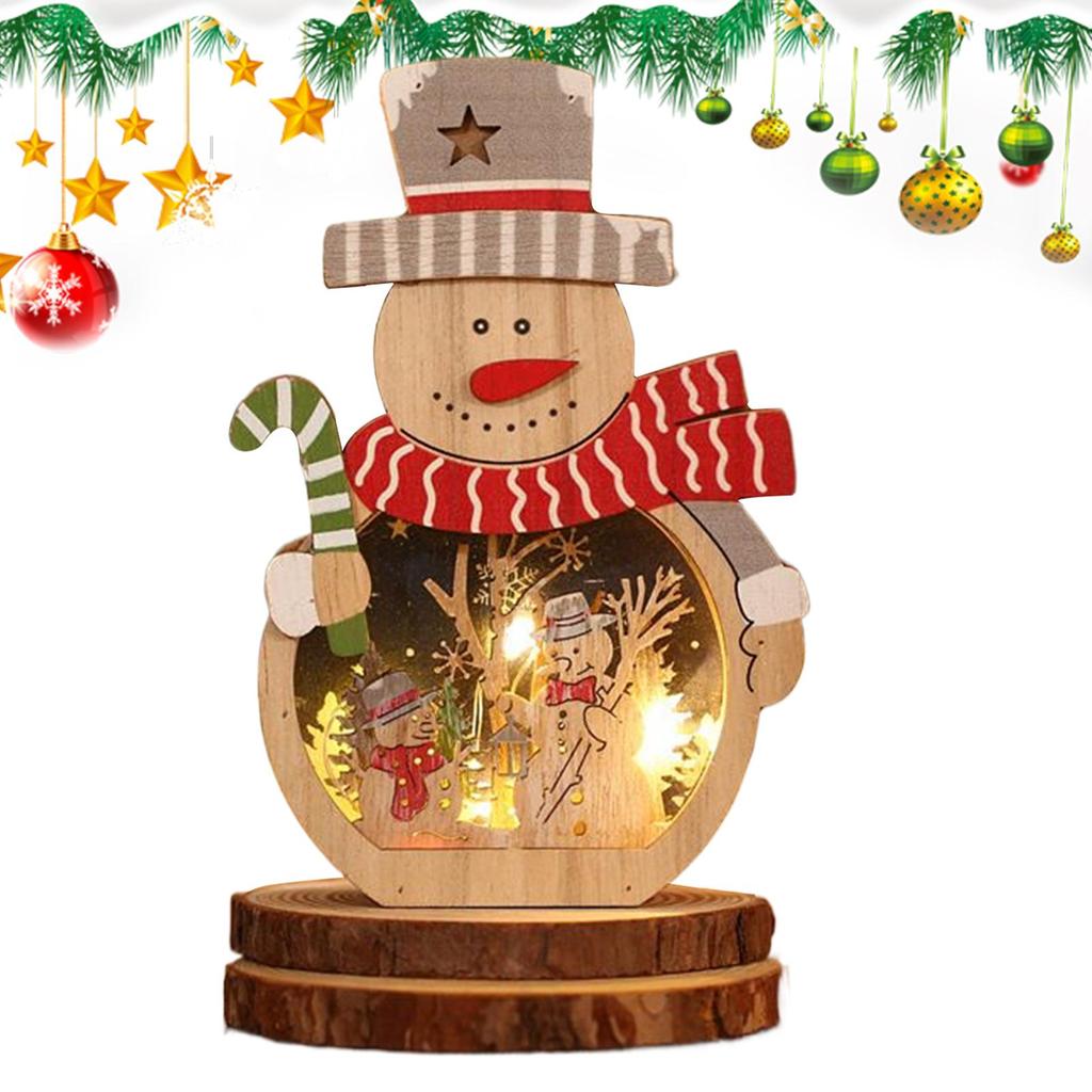 Świąteczne Drewniane Dekoracje LED Świecące Drewniane Ozdoby Świąteczne w Kształcie Świętego Mikołaja na Radosne Obchody
