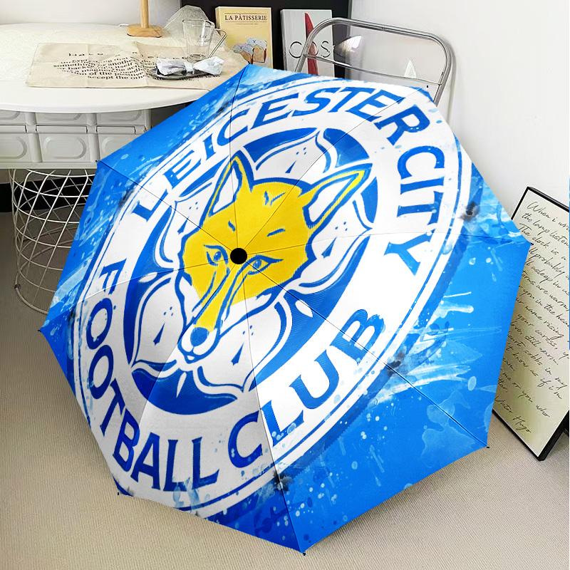 Leicester Football Club Crest Automatic Folding Umbrella - 8-Rib Travel Umbrella with Auto Open/Close & Portable Gifts for Holidays or Birthdays