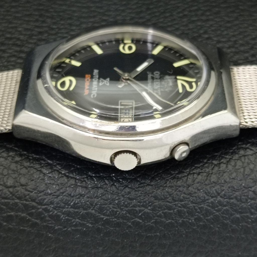 VINTAGE ORIENT AUTOMATIC 46941 JAPAN MENS BLACK COLOR DIAL WATCH A700666-5 R204-a700666