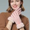 Winter Thickened Plush Gloves Womens Leather Glove All Finger Warmth Cold Proof Single Color Elegant Mittens Stylish Accessories