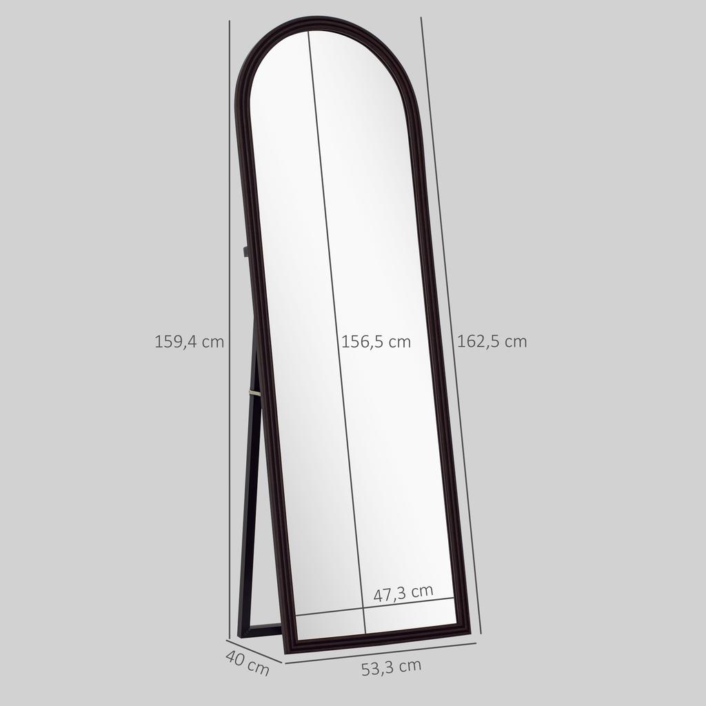 Floor Mirror, Full-Length Arched, Stone-Effect Frame, 53 x 163 cm, Brown