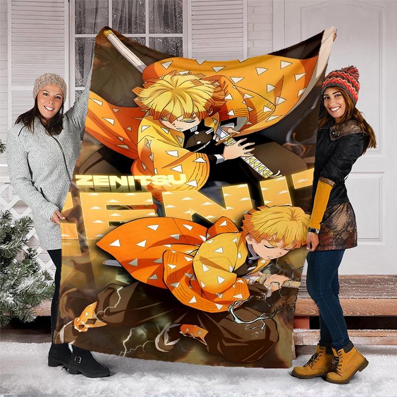 1pc Agatsuma Zenitsu Theme Blanket - Digital Print, Polyester, Cozy for All Seasons, Perfect for Outdoor, and Travel