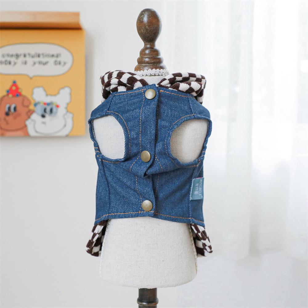 Klassische Karos Haustier Jeans Kleidung für Kleine Hunde Herbst Winter Welpen Hund Kapuzenmantel Jacke Zwergspitz Pudel Haustiere Kleidung