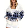 Women's Christmas Snowman Print Hooded Cozy Long Sleeve Zip-Up with White Sweatshirt Women Fashion Versatile Hoodies for Women