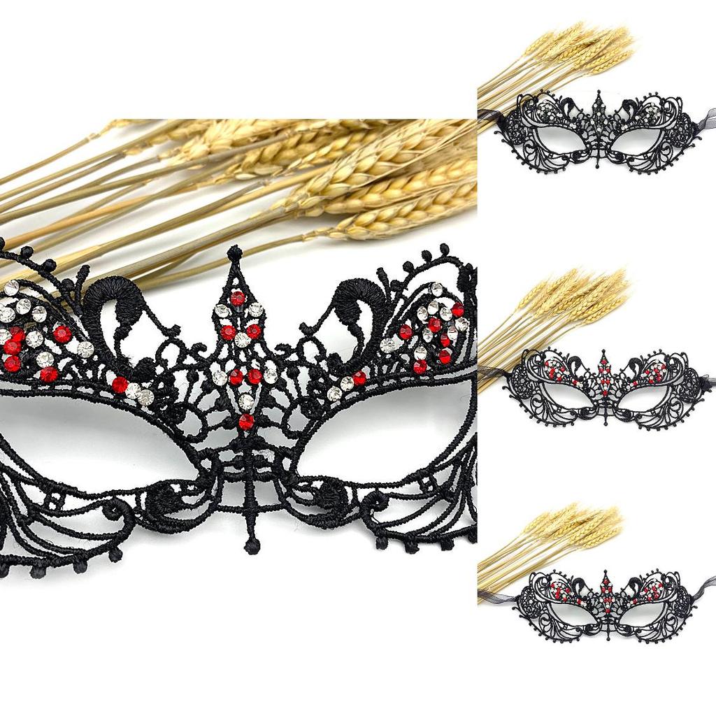 Daisy Duck Lace Half Mask With Handcrafted Crystal Details For Stage Performance And Cosplay