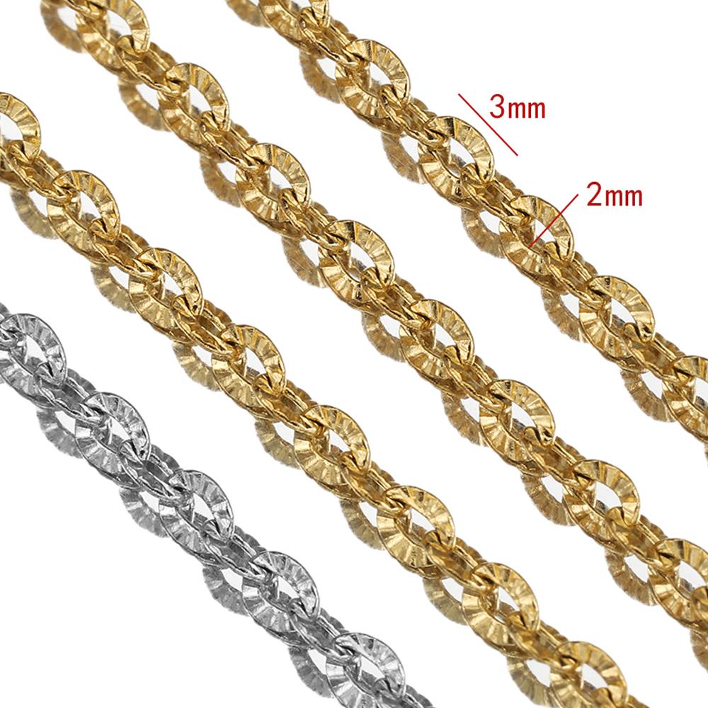 2Meters No Fade Stainless Steel Gold Color Textured Cable O Shape Chain for Jewelry Making DIY Necklace Bracelet Supplies