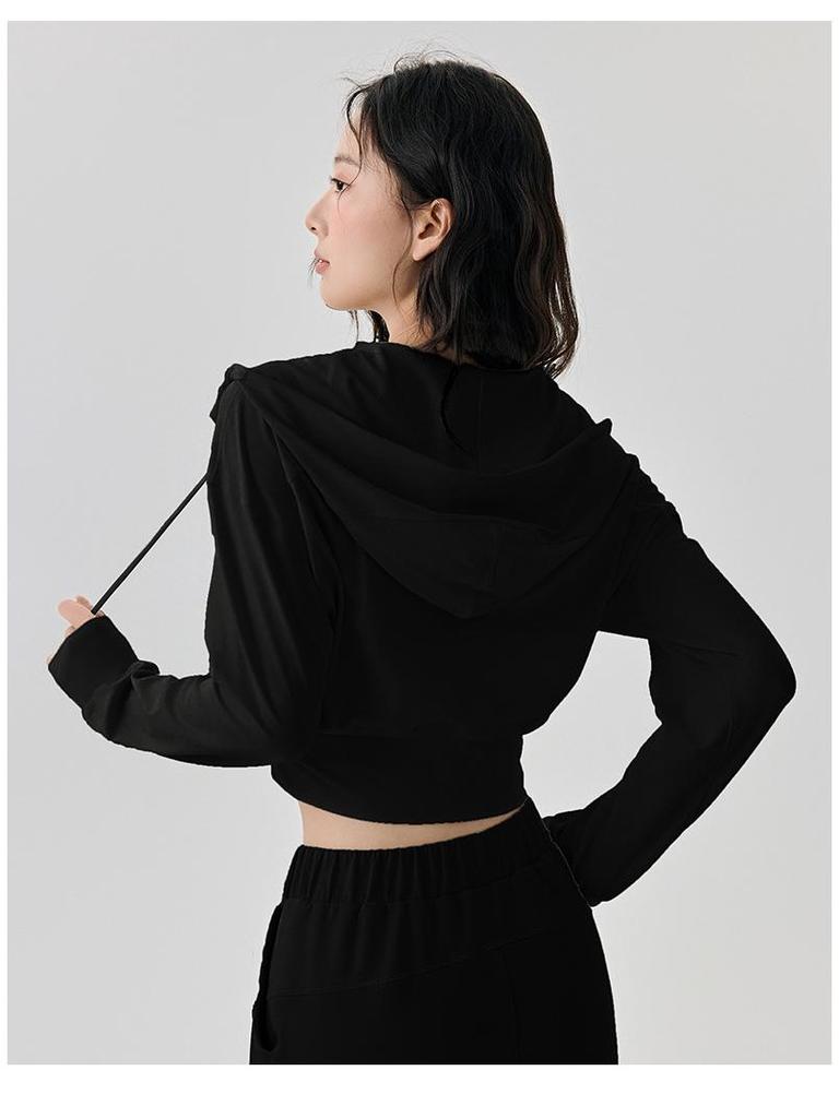 Selected Women's Hooded Sportswear Jacket: Casual Slimming Fit for Outdoor Running & Yoga