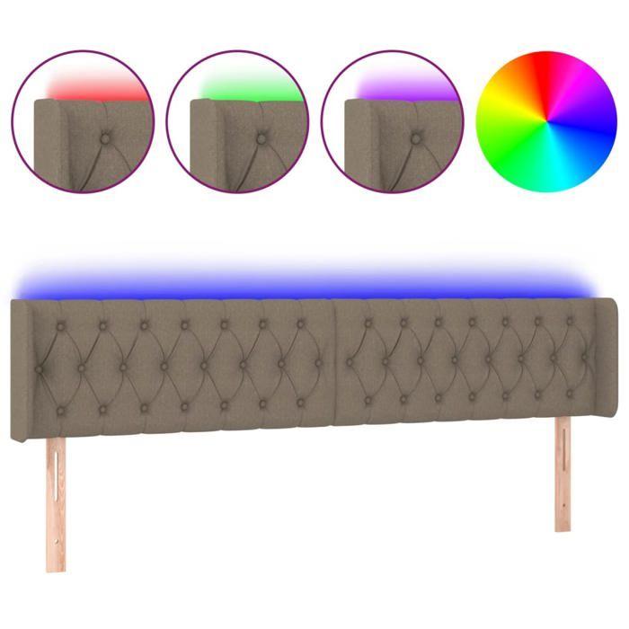 VidaXL Tête de Lit à LED Meuble de Chambre à Coucher Accessoire de Lit Double Tête de Cadre de Lit Intérieur Taupe 3123590