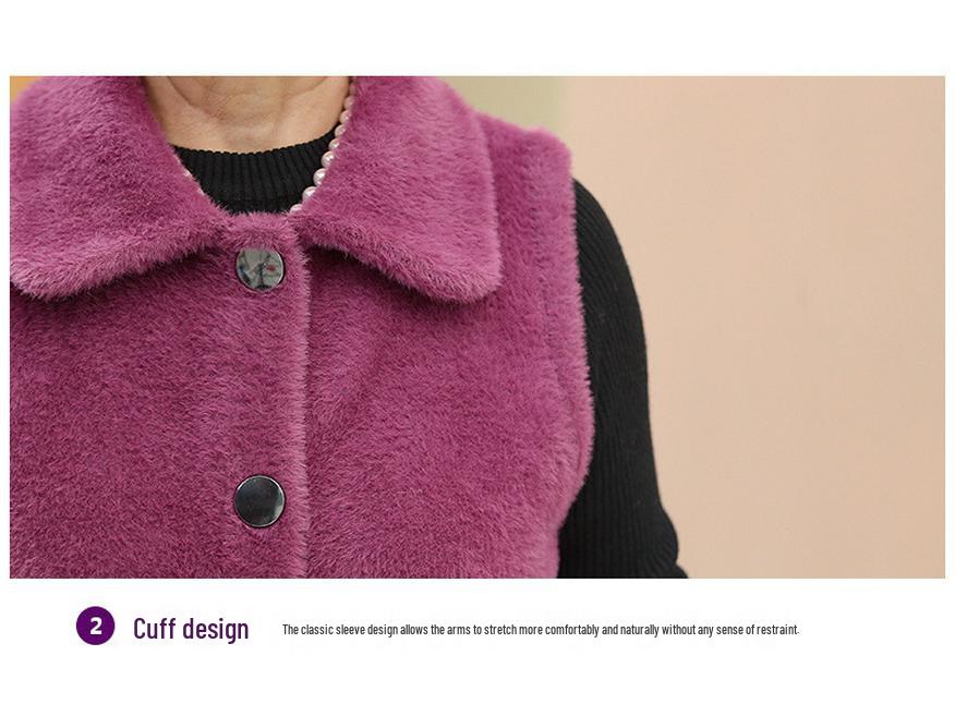 Fashionable Mink Velvet Vest for Middle-Aged and Elderly Women - Warm Autumn/Winter Style for Mom or Grandma