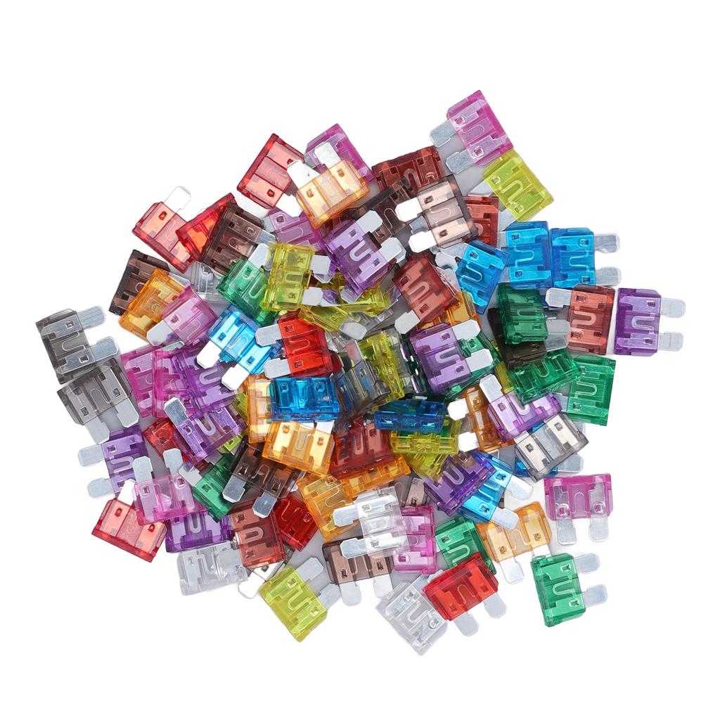 100 Stück Flachsicherungssatz 2A 3A 5A 7.5A 10A 15A 20A 25A 30A 35A RV Standard Sicherungssatz für Autoschutz