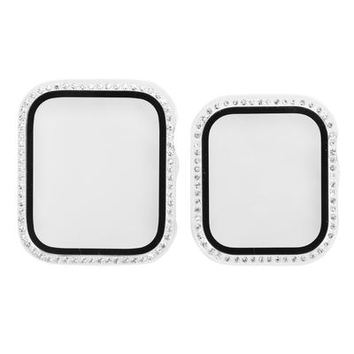2pcs Boîtier de Montre Couvercle Cristal Étincelant Étui Protecteur avec Film Accessoire de Bijouterie pour Montre IOS