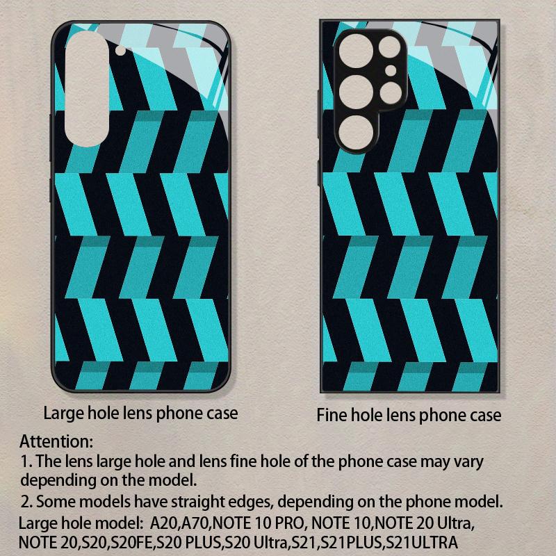 Blue Diagonal Pattern 2D Phone Case for Samsung S26 S25 S24 S23 S22 S21 S20 A56 A36 A16 - Glass Protective Cover
