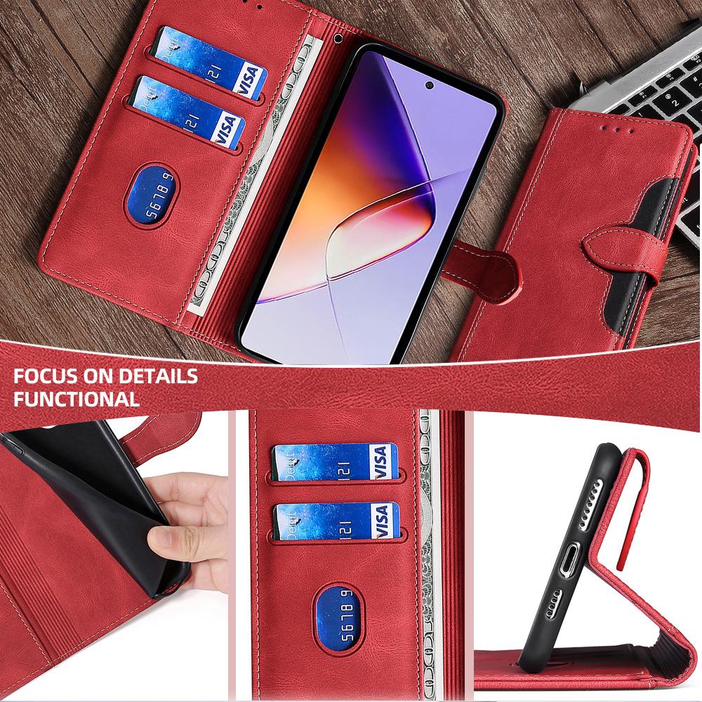 Infinix Hot 50 5G / Note 40 Pro / Zero 30 Leder-Handyhülle - Farbblock-Design