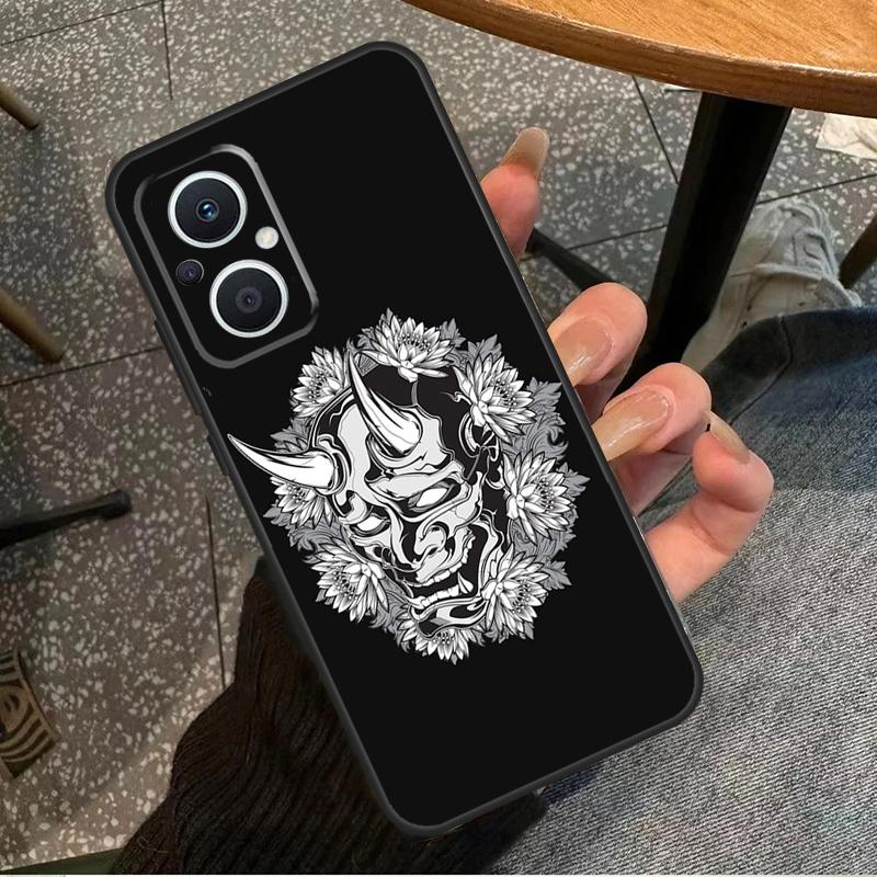 Japanese Oni Hannya Demon Mask For OPPO Reno 11F 12F 13F 14F 8T 10 11 12 13 14 Pro 8 7 Lite OPPO Find X8 X6 X5 X9 Pro Case