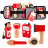 Kids Wooden Simulation Tool Firefighter Waist Bag Set Pretend Play Toy Role Playing Children's Educational Toys 3-6 Year Old