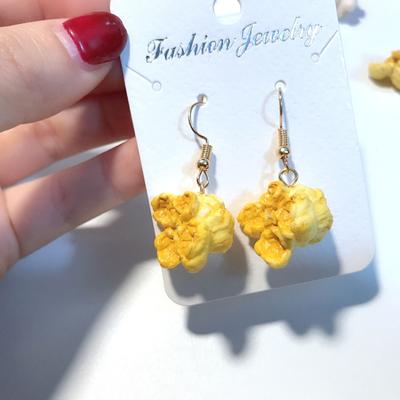 Pendientes colgantes con forma de palomitas de maíz y forma de oreja para mujer, divertidos, para fiestas y clubes