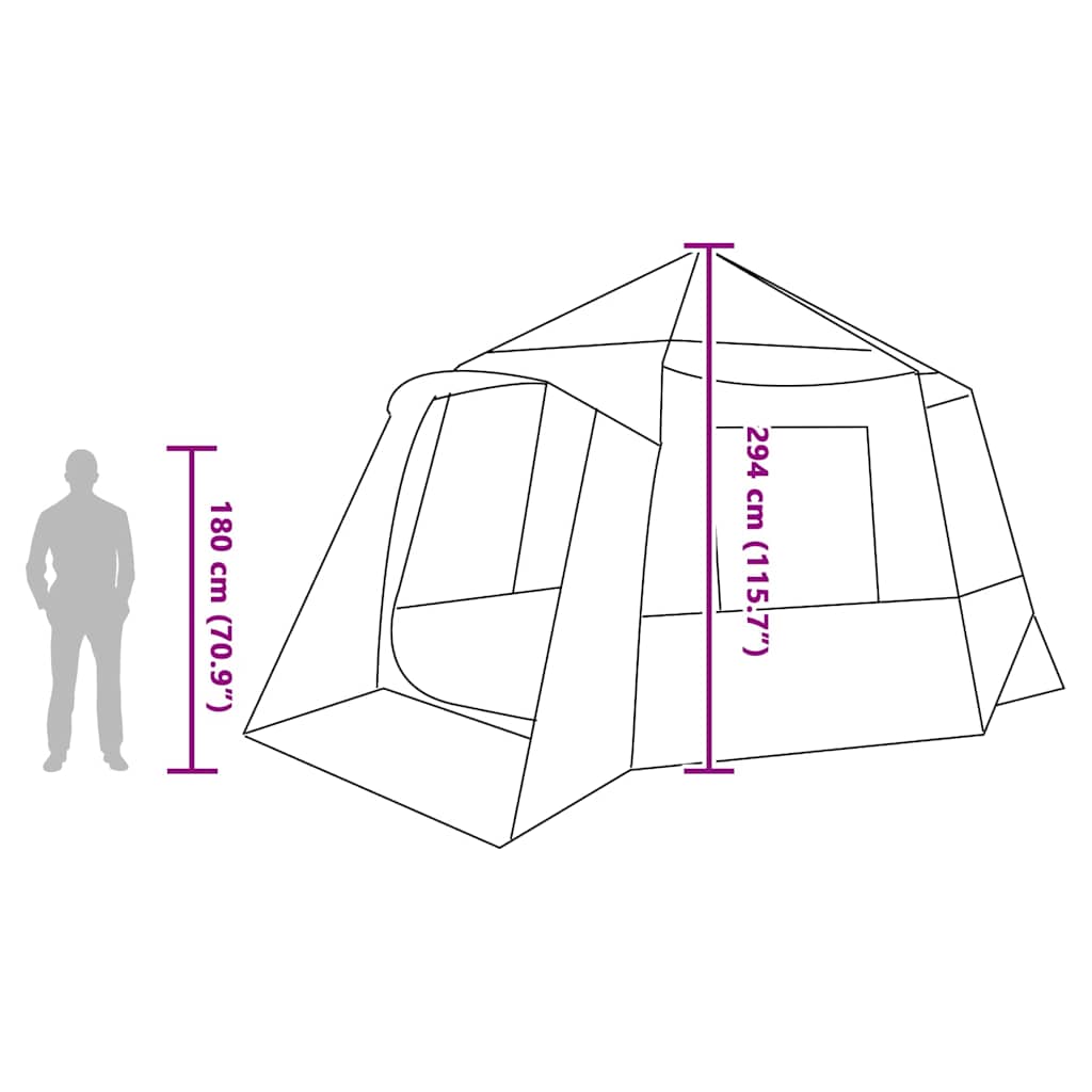 Cabin Tent 12 Person Green and Grey 500 x 500 x 294 cm