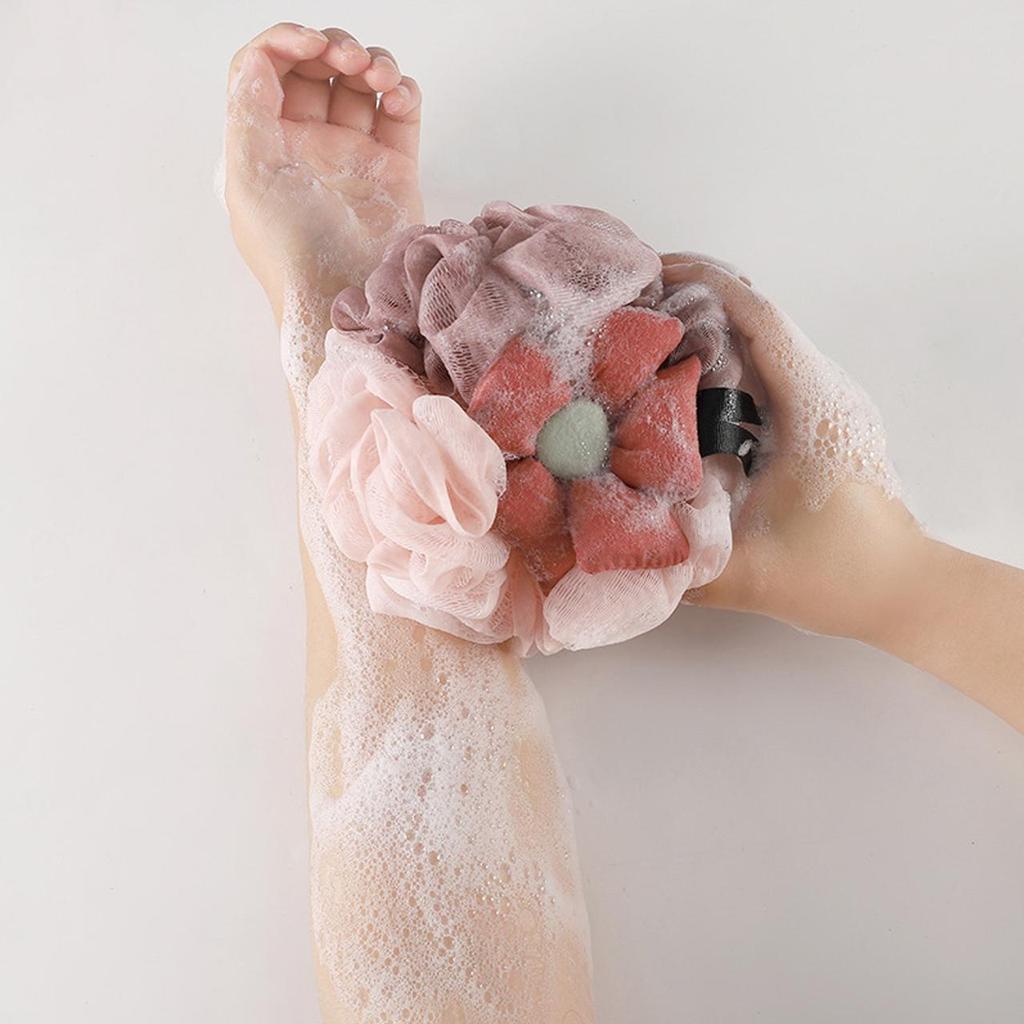 Non-Shedding Flower Bathing Ball Body Massage Rich Bubble Bath Towel Scrubber Ultra-Gentle Shower Sponge for Sensitive Skin