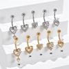 Heart-Shaped Zirconia Belly Button Ring: Fashionable Stainless Steel Copper Navel Piercing Jewelry
