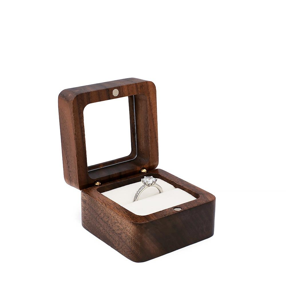 Wooden Earring Display Box Window Open Ring Display Box Jewelry Storage Box  Wedding Propose