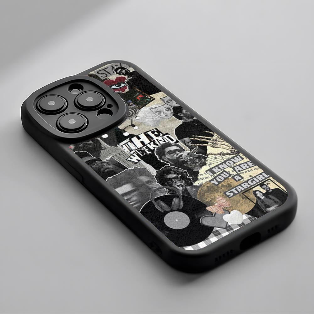 Fashion Cool Weeknd Poster Singer Phone Case For iPhone 16 15 14 13 12 11 Plus Pro Max Lambskin Silicone Cover Black