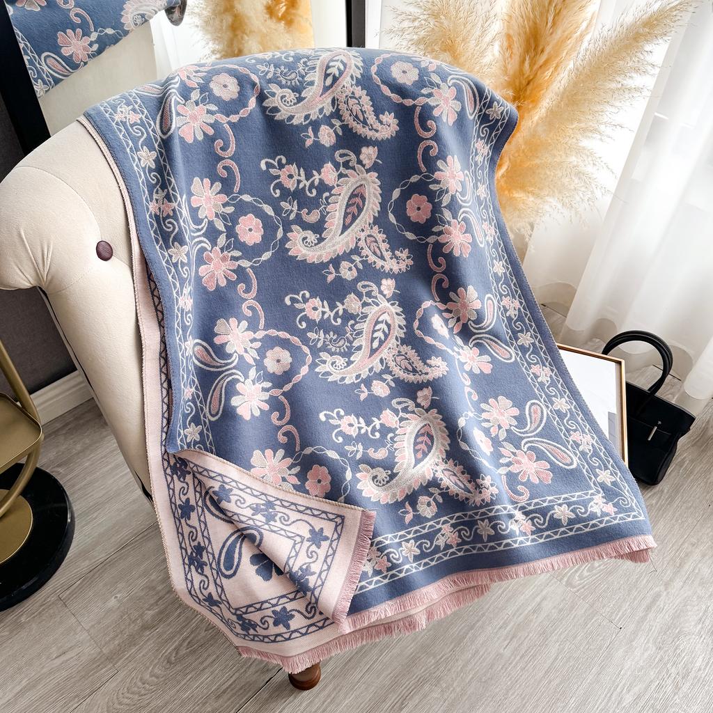 Women's Faux Cashmere Shawl Warm Neck Protection Jacquard Scarf Wrap Autumn Winter Style Functional Blanket