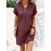 Comfortable Women Loose Waist V Neck Hoodie Mini Dress Short Skirt Button Up Solid Color Spring Summer Latest Fashion