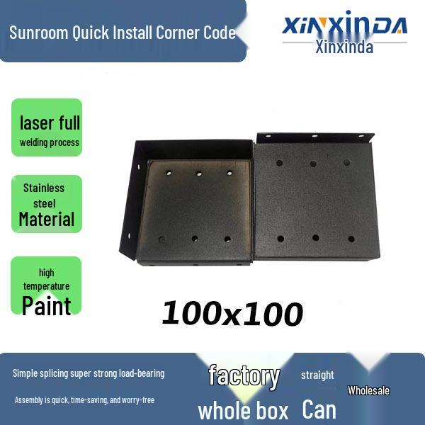 Sunroom Quick-Install Aluminum Alloy Square Tube Connector for Awnings