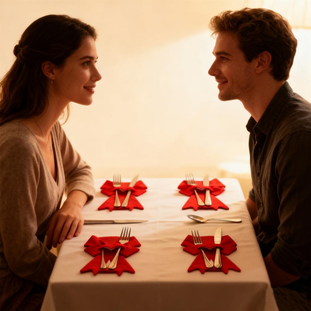 Podkładki pod sztućce w kształcie serca o tematyce walentynkowej, Dekoracje stołu jadalnego