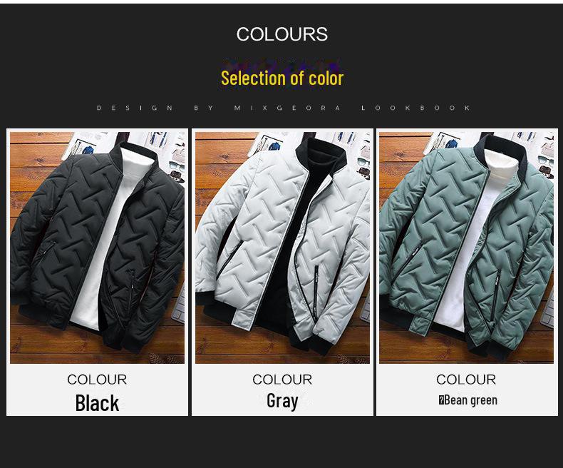 2024 Men's Stand Collar Cotton Coat: Trendy, Light, Warm Autumn and Winter Top