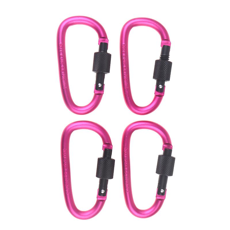 4Pcs 7.5*4.0cm D-shape Aluminum Alloy Carabiner Clips With Screw Gate Carabiners Hiking Clips EDC Outdoor Camping Equipment Hook