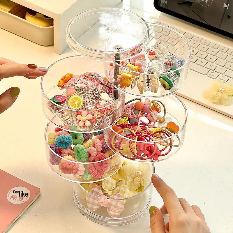 Rotating Organizer Childrens Accessories Hair Storage Box For Hair Clips Headwear Ties Rubber Bands And Jewelry