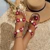 Fashion 2024 New Style Set Toe Color Women's Sandals Holiday Lightweight Petal Plus Size Beach Shoes Red Fashion Travel Slippers