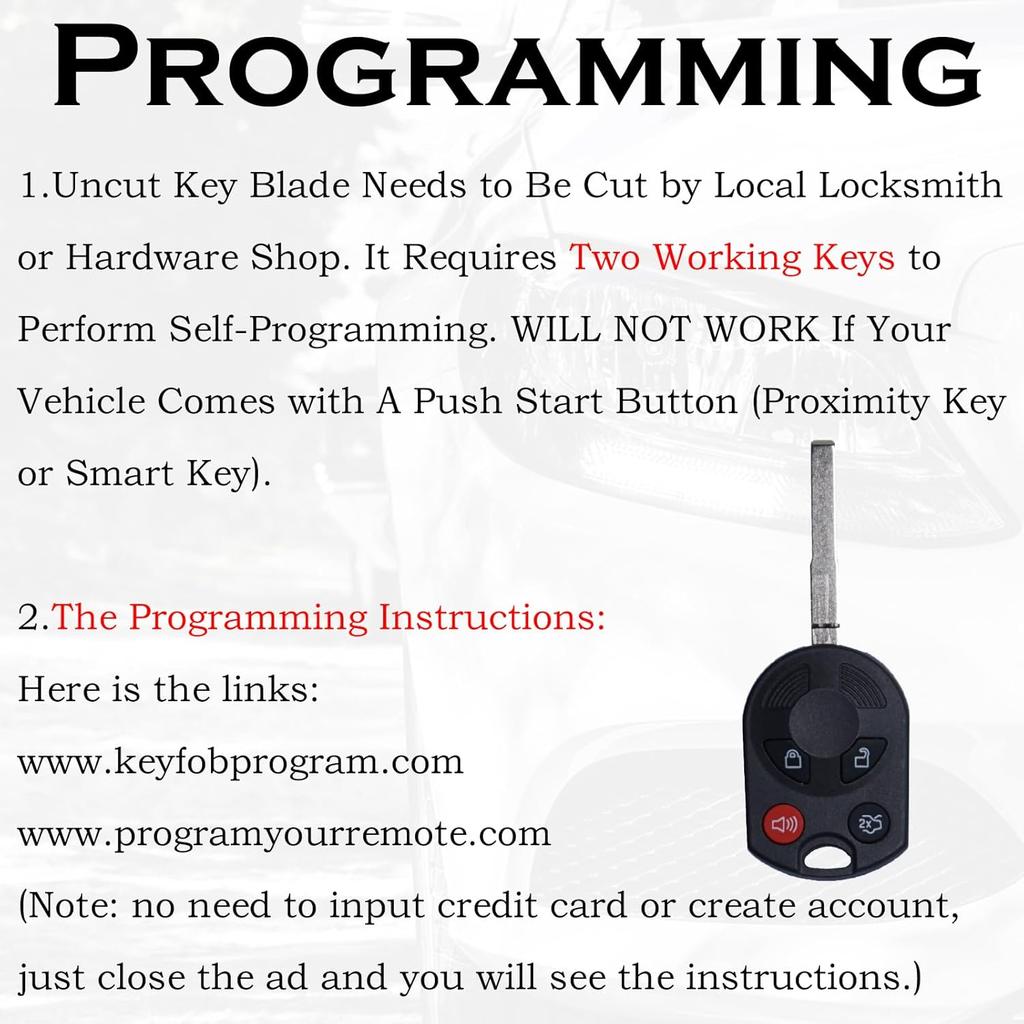 Keyless Entry Remote Control Head Key Fob Replacement Fits for Ford Focus 2012 2013 2014 2015 2016 2017 2018 C-MAX Escape Fiesta 2015-2018 Transit